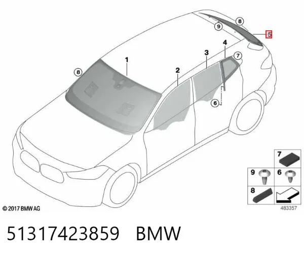 Скло заднє, 3/5-й двері (ляди) 51317423859 BMW