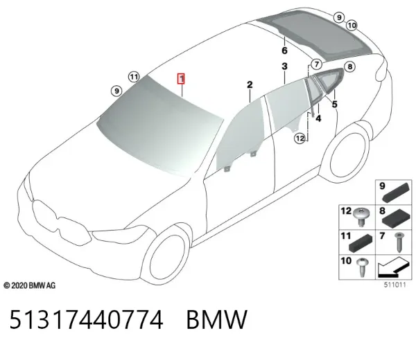 Лобове скло 51317440774 BMW