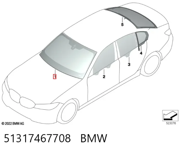 Лобове скло 51317467708 BMW