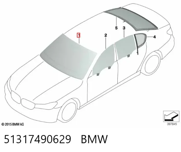 Лобове скло 51317490629 BMW