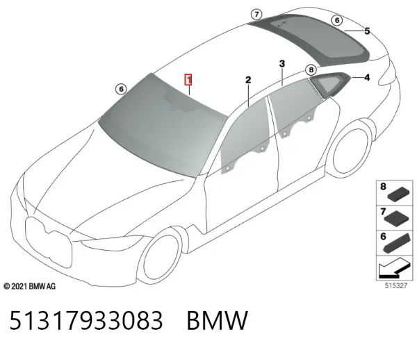 Лобове скло 51317933083 BMW