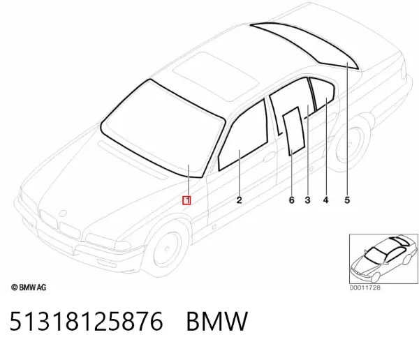 Лобове скло 51318125876 BMW