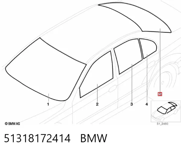 Заднє скло BMW 5 E39