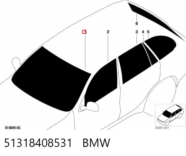 Лобове скло 51318408531 BMW