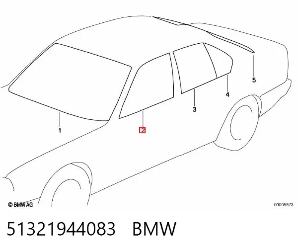 Скло передніх дверей, лівою 51321944083 BMW