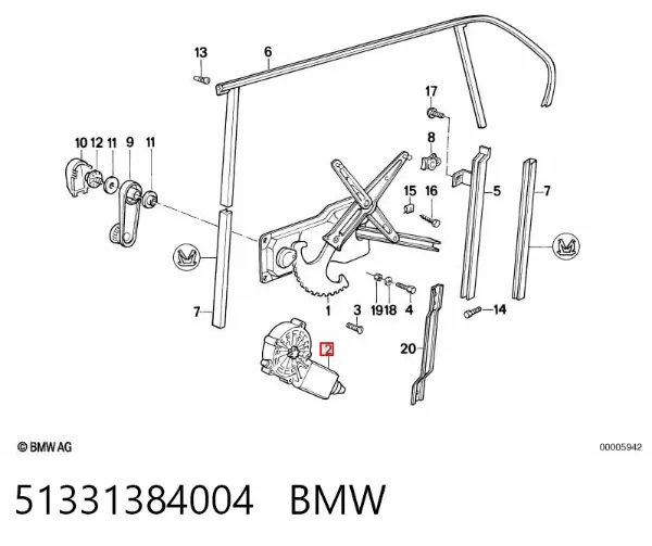 Двигун склопідіймача двері передньої, правої 51331384004 BMW