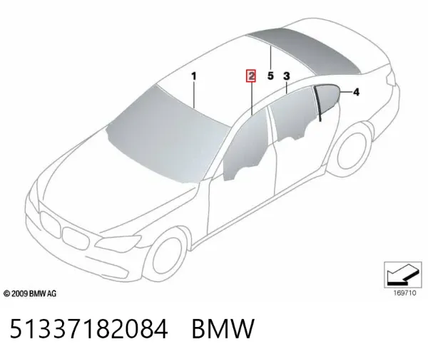 Скло передніх дверей, правою 51337182084 BMW