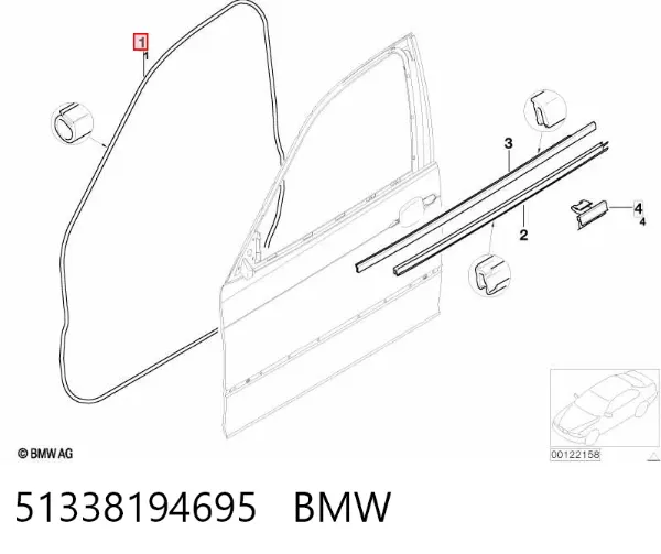 Ущільнювач двері передньої лівої (на двері) 51338194695 BMW