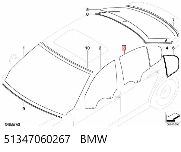 Скло задньої двері лівої 51347060267 BMW