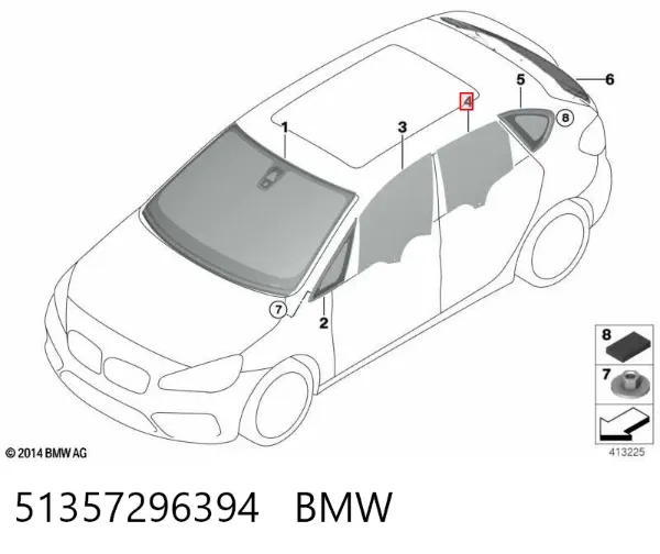 Скло задньої двері правої 51357296394 BMW