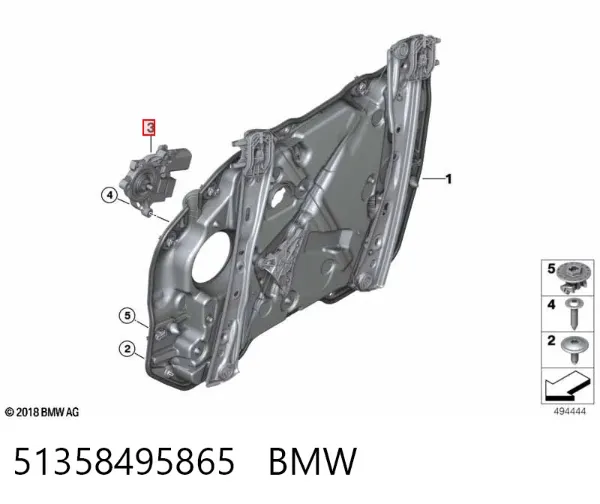 Двигун склопідіймача двері передньої, лівої 51358495865 BMW