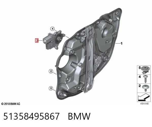 Двигун стеклопод'емника двері задньої, лівої 51358495867 BMW