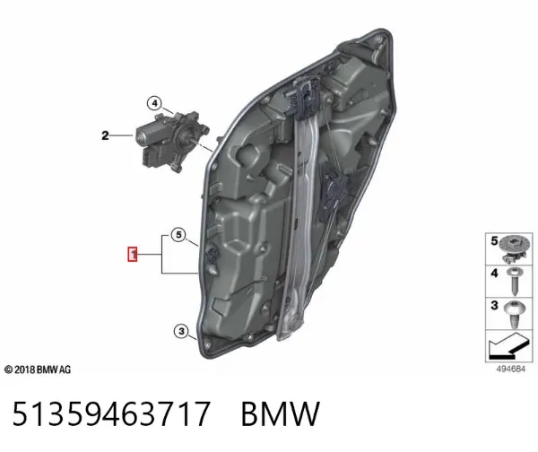 Механізм склопідіймача двері задньої, лівої 51359463717 BMW