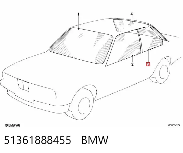 Скло задньої двері лівої 51361888455 BMW