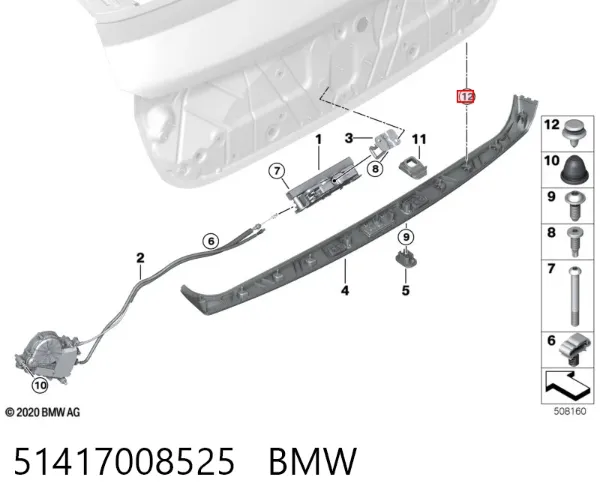 Пістон (кліп) кріплення підкрилки переднього крила 51417008525 BMW