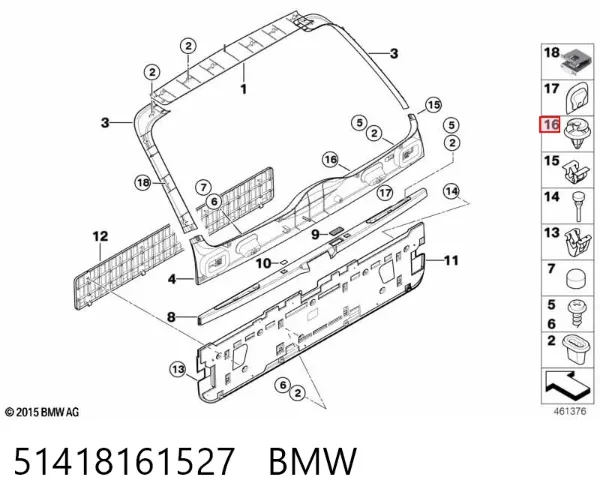 Пістон (кліп) кріплення обшивки дверей 51418161527 BMW