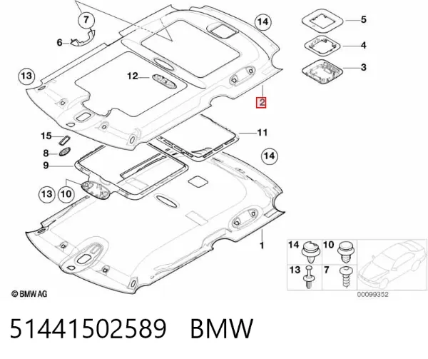Оббивка даху (стеля) 51441502589 BMW