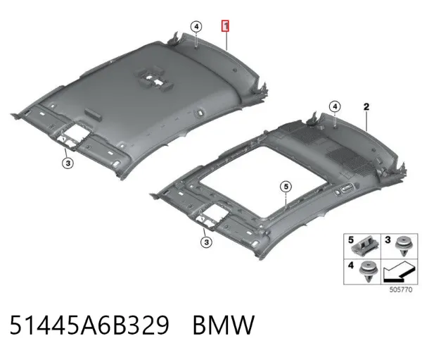 Оббивка даху (стеля) 51445A6B329 BMW