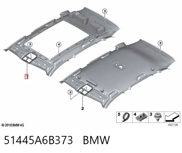 Оббивка даху (стеля) 51445A6B373 BMW