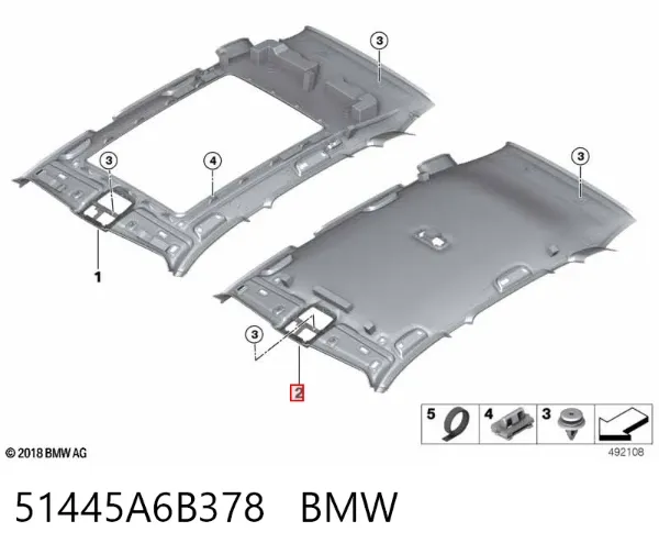 Оббивка даху (стеля) 51445A6B378 BMW
