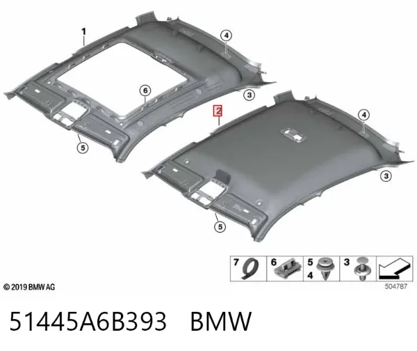 Оббивка даху (стеля) 51445A6B393 BMW