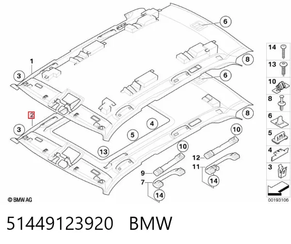 Оббивка даху (стеля) 51449123920 BMW