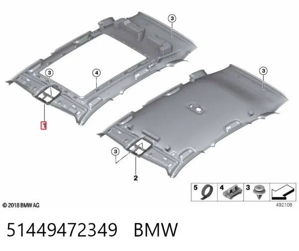 Оббивка даху (стеля) 51449472349 BMW