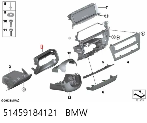 Облицювання щитка приладів "торпедо" 51459184121 BMW