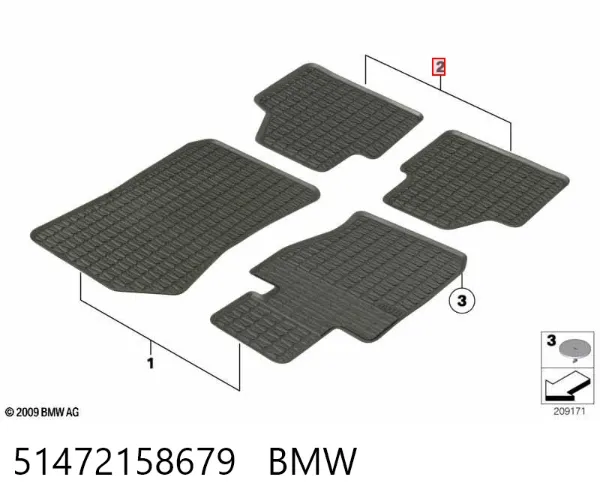 Килимок задній, комплект 2 шт. 51472158679 BMW