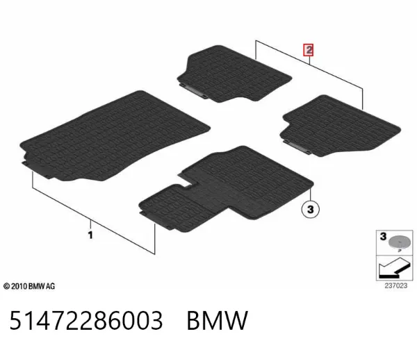 Килимок задній, комплект 2 шт. 51472286003 BMW