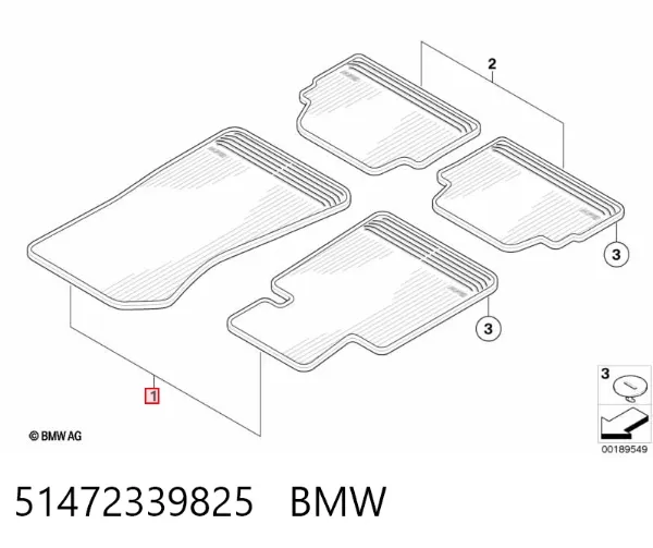 Килимок передній, комплект 2 шт. 51472339825 BMW