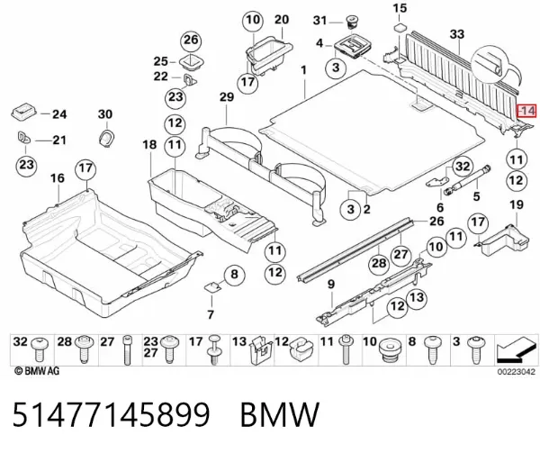 Облицювання задньої панелі багажника 51477145899 BMW