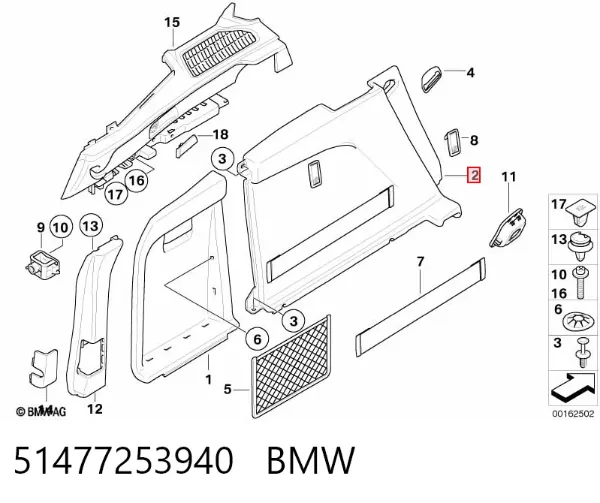 Облицювання багажного відсіку, праве 51477253940 BMW