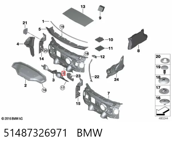 Шумоізоляція моторного щита 51487326971 BMW