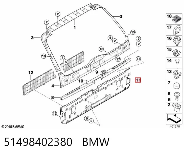 Обшивка-облицювання кришки багажника 51498402380 BMW