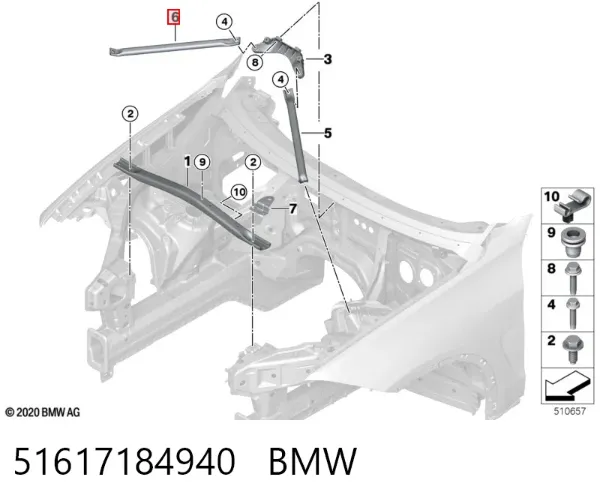 Розпірка передніх стійок підвіски, права 51617184940 BMW