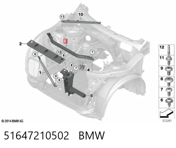 Кронштейн супорту радіатора нижнього 51647210502 BMW