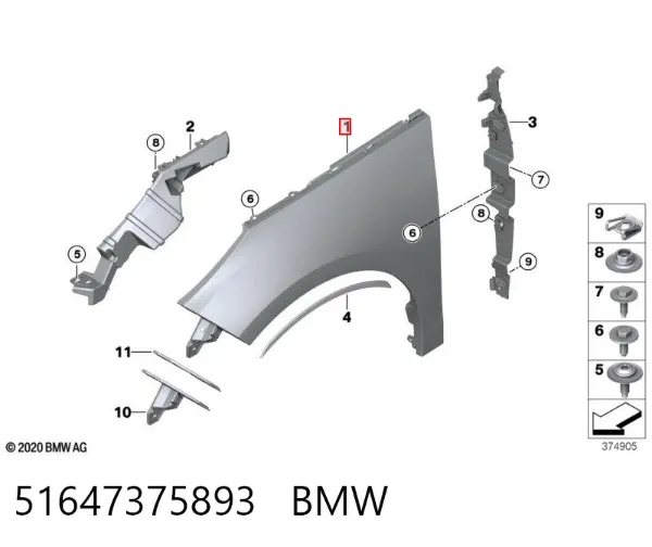 Крило переднє ліве 51647375893 BMW