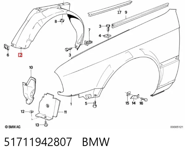 Підкрилок передній лівий 51711942807 BMW