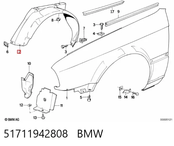 Підкрилок передній правий 51711942808 BMW