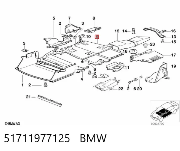 Захист днища, середня частина 51711977125 BMW