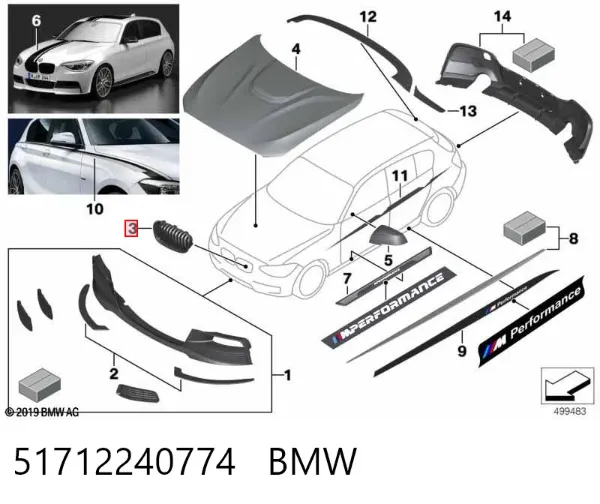 Решітка радіатора права 51712240774 BMW