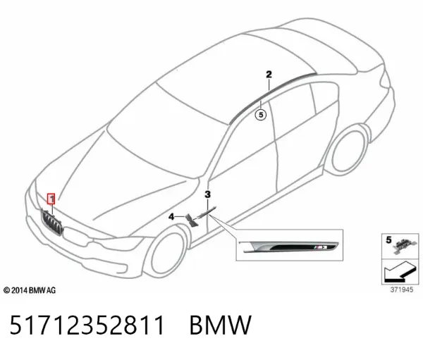 Решітка радіатора ліва 51712352811 BMW