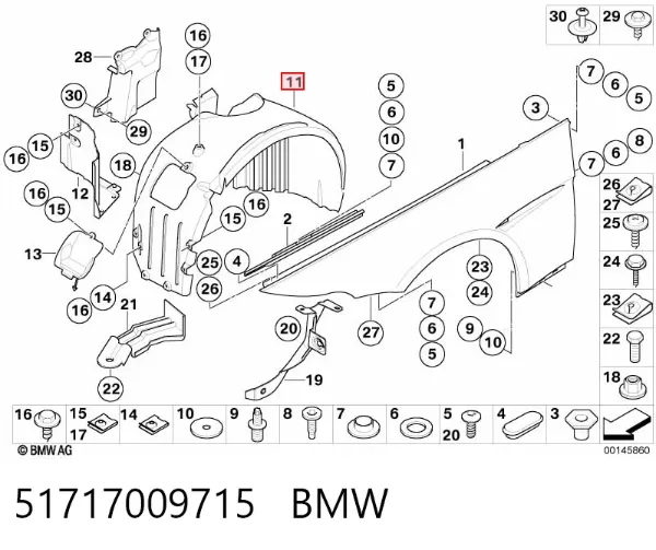 Підкрилок передній лівий 51717009715 BMW