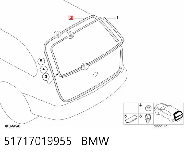Ущільнювач задніх 3/5-й двері 51717019955 BMW