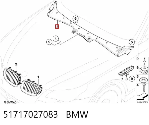 Водостік лобового скла, жабо 51717027083 BMW
