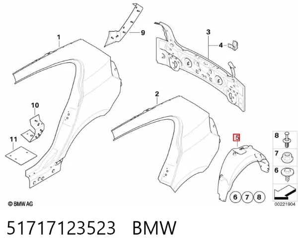 Підкрилок заднього крила, лівий 51717123523 BMW