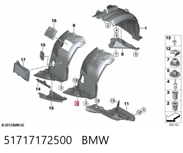 Підкрилок переднього крила, правий передній 51717172500 BMW