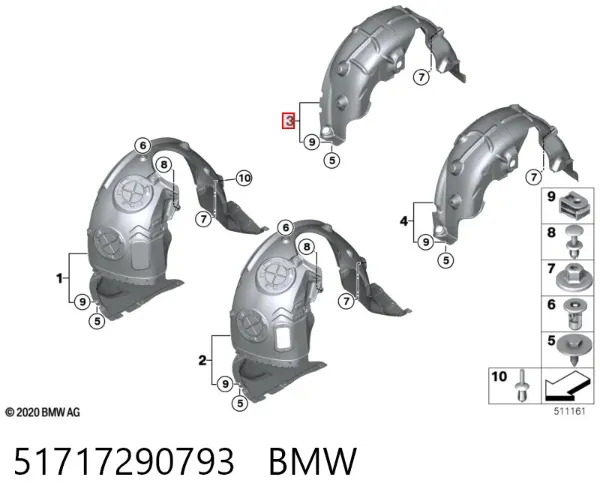 Підкрилок заднього крила, лівий 51717290793 BMW