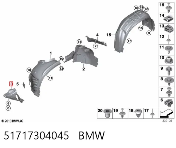 Захист бампера переднього, лівий 51717304045 BMW